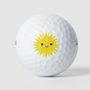 Summer Sunshine Smiling Cartoon Sun Golf Balls