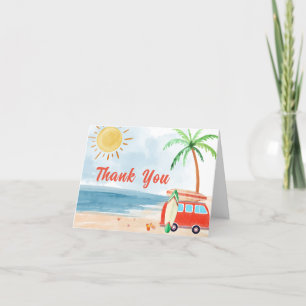 Summer Surf Beach Baby On Board Baby Shower Letterpress Thank You Card