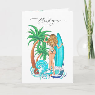 Summer Surf Beach Vacation Letterpress Thank You Card