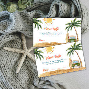 Summer Surf Beach Van Diaper Raffle Baby Shower  Enclosure Card