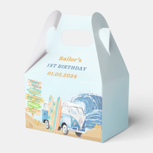 Summer Surf Birthday Party  Favor Boxes (Front Side)