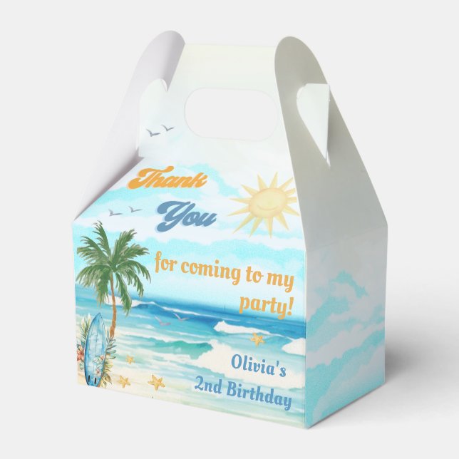 Summer Surf Birthday Party  Favor Boxes (Front Side)