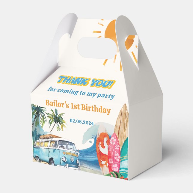 Summer Surf Birthday Party  Favor Boxes (Front Side)