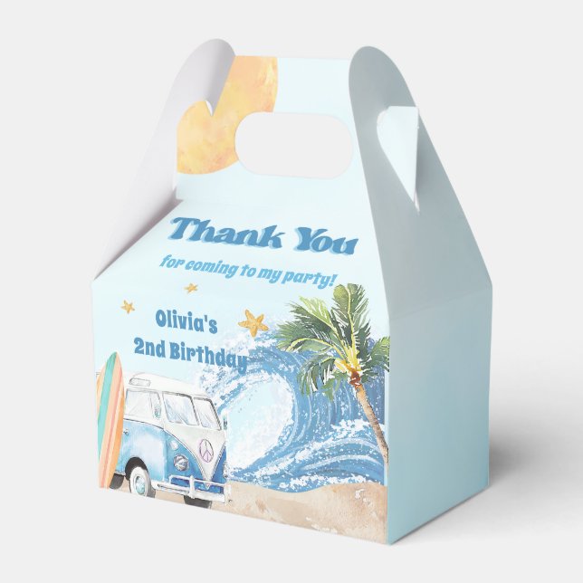 Summer Surf Birthday Party  Favor Boxes (Front Side)