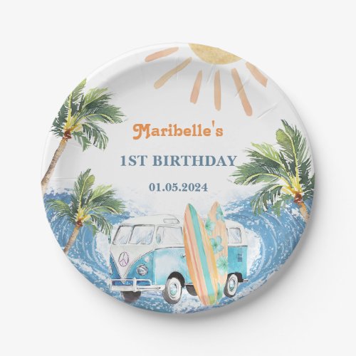 Summer Surf Birthday Party Favor Tags Paper Plates