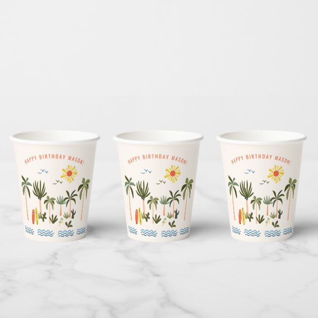 Summer Surf Birthday Party Paper Cups (Multi)