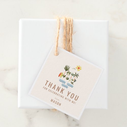 Summer Surf Birthday Party Thank You Favor Tags
