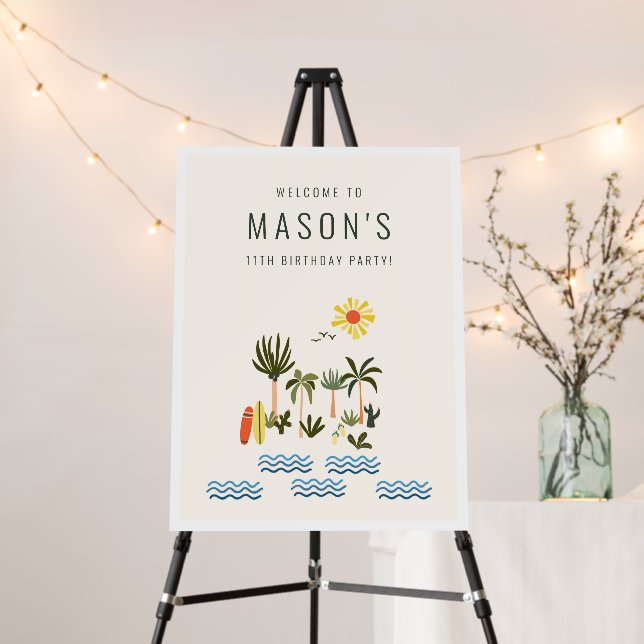 Summer Surf Birthday Party Welcome Foam Board (In Situ (Stand))