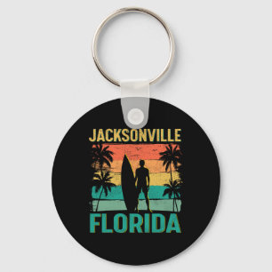Summer Surf Vintage Florida Jacksonville Beach Sur Keychain