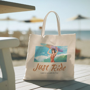Summer Surfer Beach Girl Large Tote Bag
