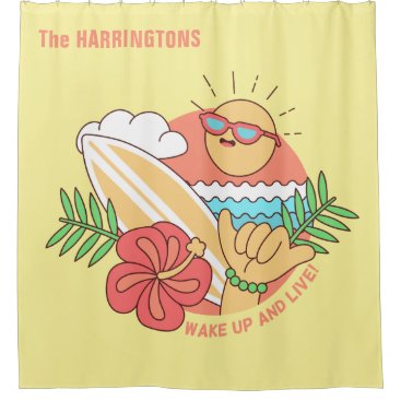 Summer Surfer custom name shower curtain Summer Surfer custom name shower curtain