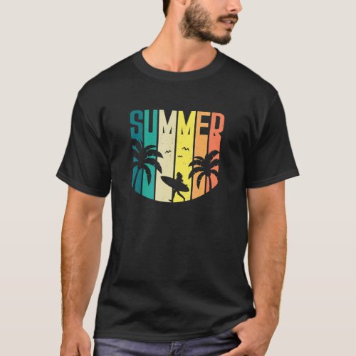 Summer Surfer Girl Hawaii Vintage Surfing Surf Bea T_Shirt