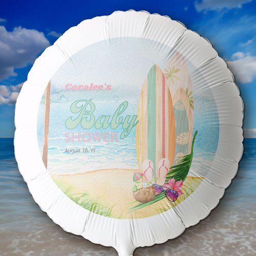 Summer Surfing Beach Baby Shower Balloon
