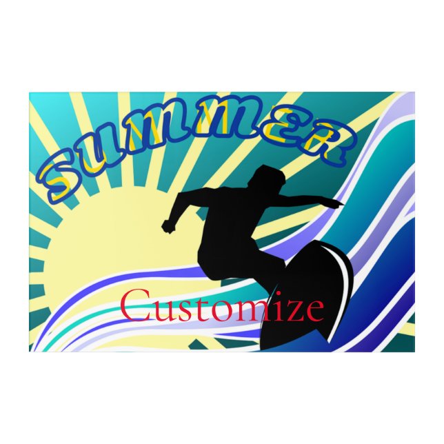 Summer Surfing Fun Thunder_Cove Acrylic Print (Front)
