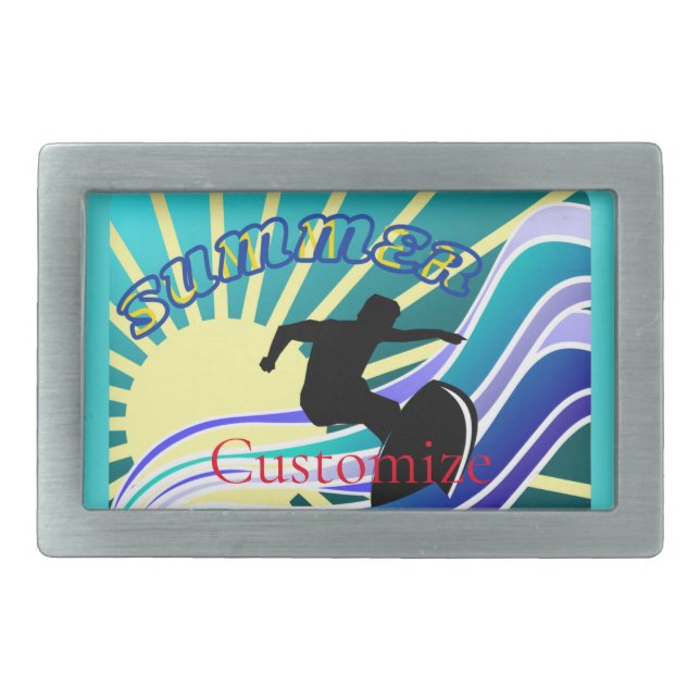 Summer Surfing Fun Thunder_Cove Belt Buckle (Front)