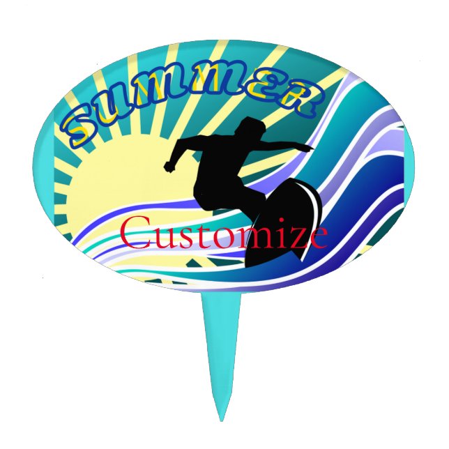 Summer Surfing Fun Thunder_Cove Cake Topper (Front)