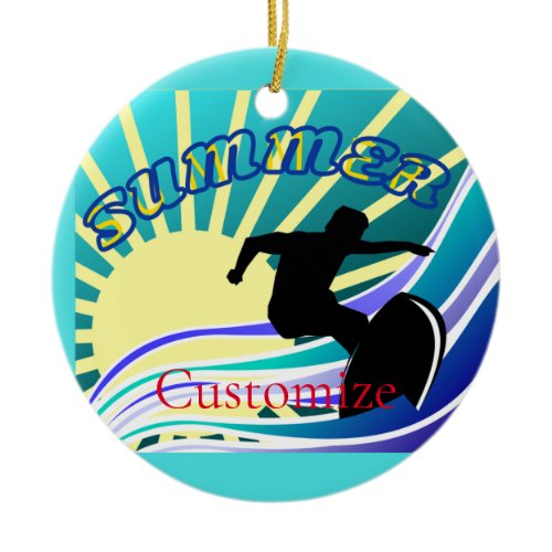 Summer Surfing Fun Thunder_Cove Ceramic Ornament