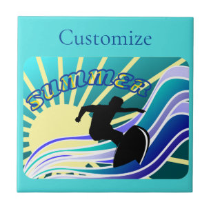 Summer Surfing Fun Thunder_Cove Ceramic Tile