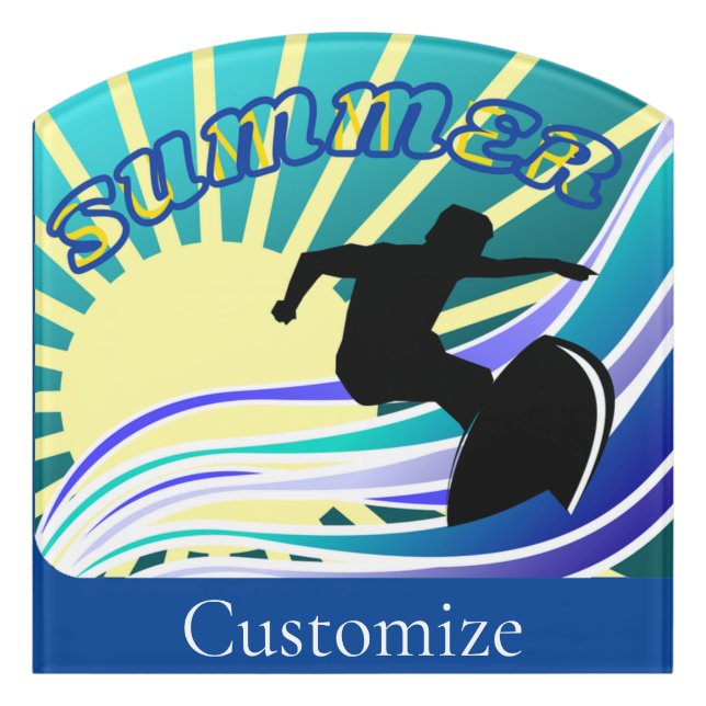 Summer Surfing Fun Thunder_Cove Door Sign (Contour Front)