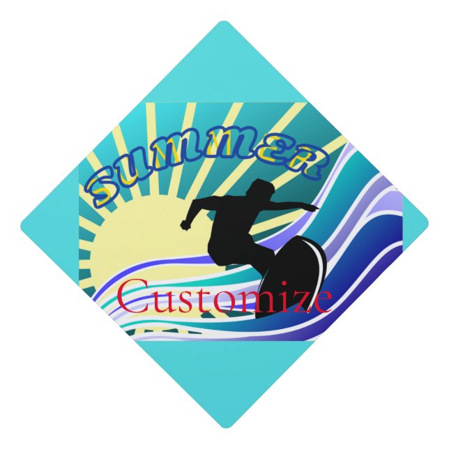Summer Surfing Fun Thunder_Cove Graduation Cap Topper (Front)