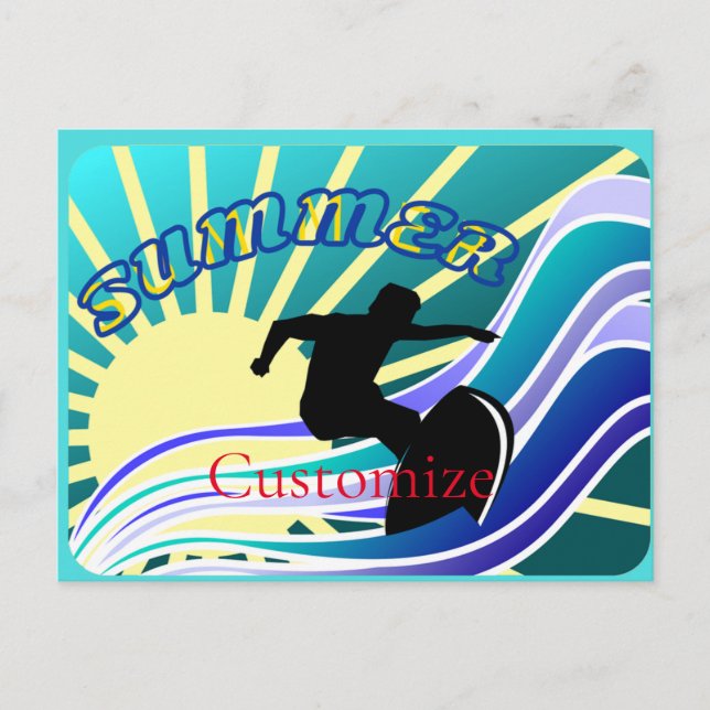 Summer Surfing Fun Thunder_Cove Holiday Postcard (Front)