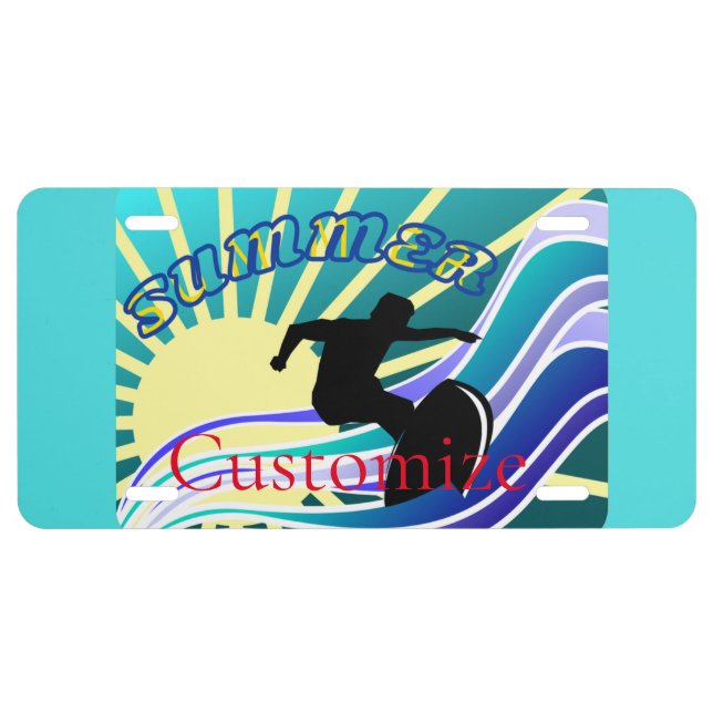 Summer Surfing Fun Thunder_Cove License Plate (Front)