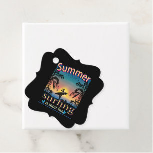 Summer - Surfing Is Most Fun Favor Tags