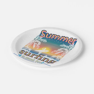 Summer - Surfing Is Most Fun Paper Plates