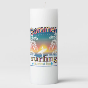 Summer - Surfing Is Most Fun Pillar Candle