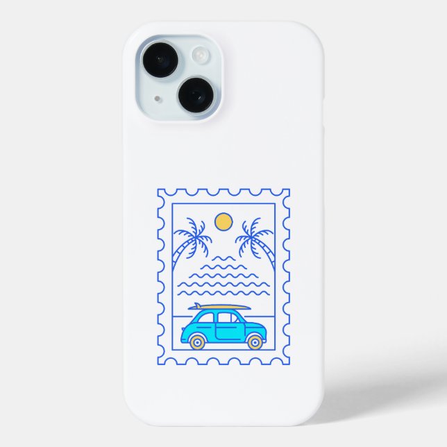 Summer Surfing Postal Stamp 2 Case-Mate iPhone Case (Back)