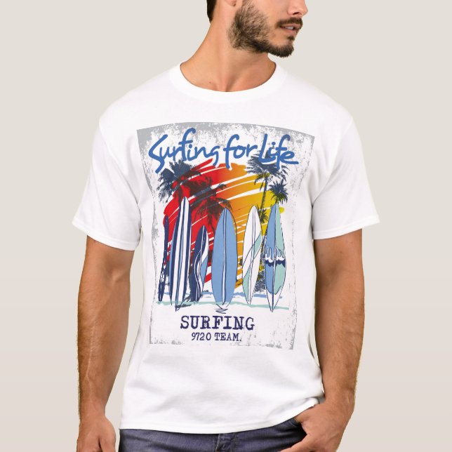 Summer Surfing t-shirt graphic design for men (Front)