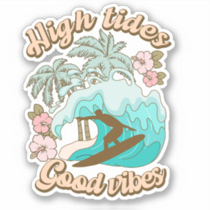 Summer Surfing Tropical Beach Fun Sticker