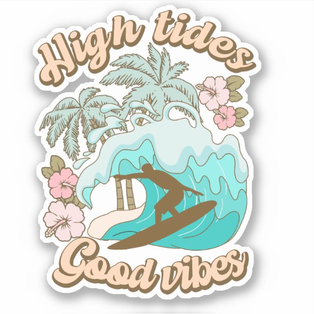 Summer Surfing Tropical Beach Fun  Sticker (Front)