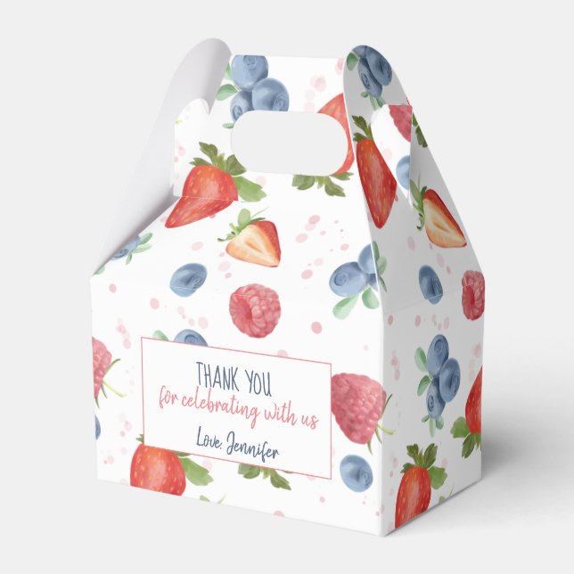Summer Sweet Berry Birthday Thank You Favor Boxes (Front Side)