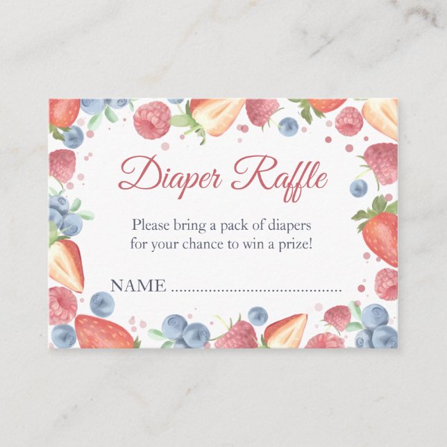 Summer Sweet Berry Diaper Raffle Enclosure Card (Front)
