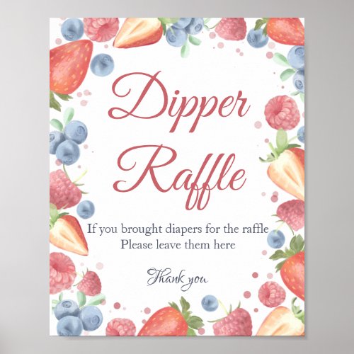 Summer Sweet Berry Diaper Raffle Sign Poster