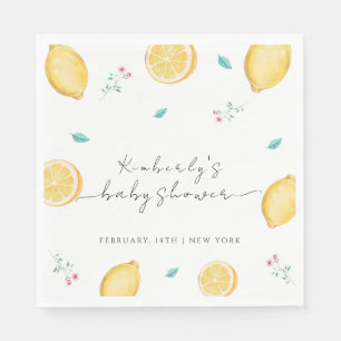 Summer Sweet Lemon Citrus Fruit Baby Shower Napkins