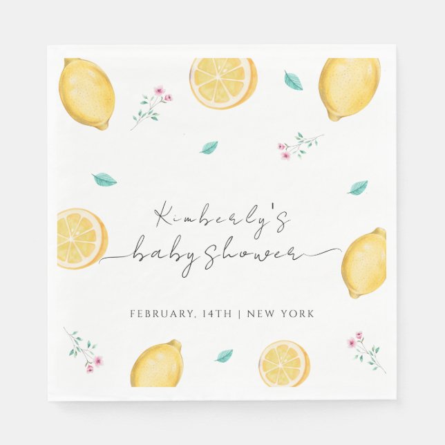 Summer Sweet Lemon Citrus Fruit Baby Shower  Napkins (Front)