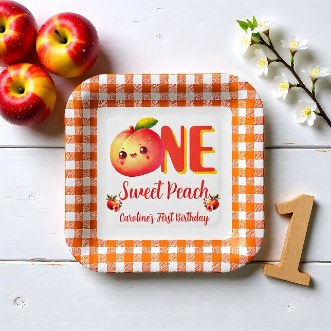 Summer Sweet Peach Birthday  Paper Plates (Creator Uploaded)