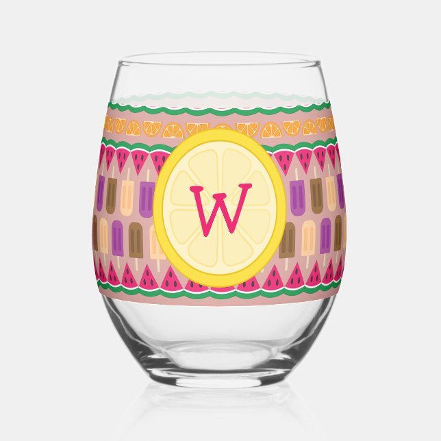 Summer Sweets Stemless Wine Glass (Front)