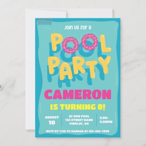 Summer Swimming Pool Party Birthday Any Age Invitation