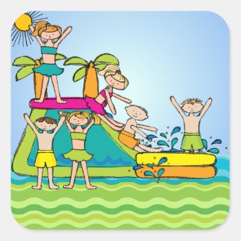 Summer Swimming Pool Party Stickers by kids_birthdays at Zazzle