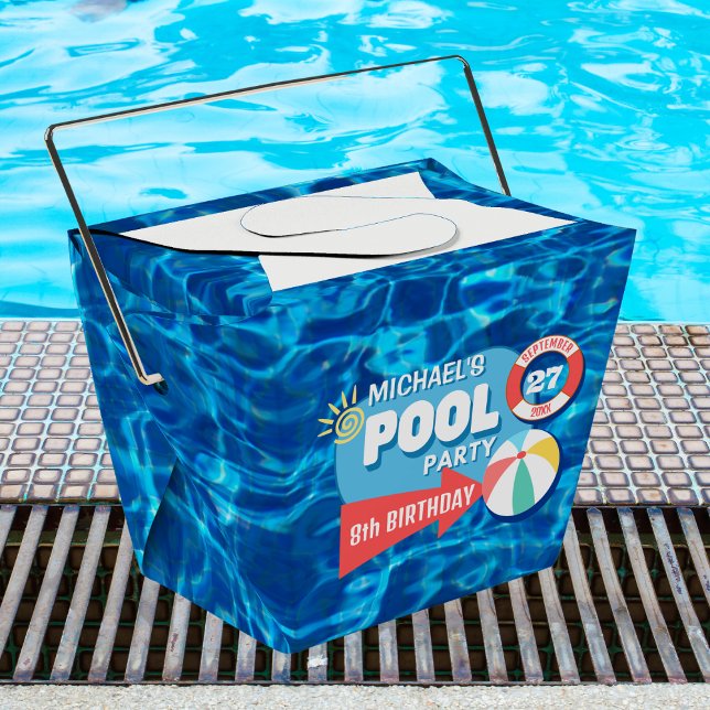 Summer Swimming Pool Party Tropical Birthday Blue  Favor Boxes (Creator Uploaded)