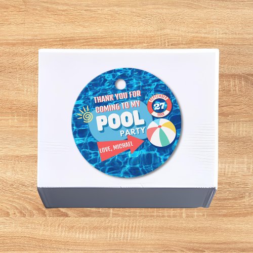 Summer Swimming Pool Party Tropical Birthday Blue  Favor Tags