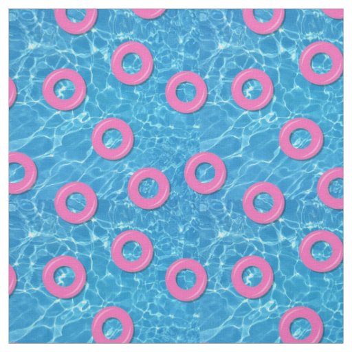 Summer Swimming Pool Water and Pink Inflatables Fabric