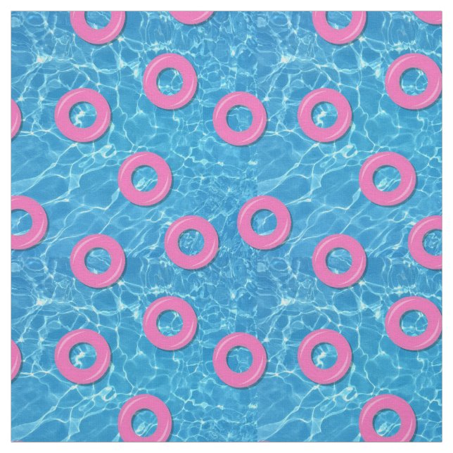 Summer Swimming Pool Water and Pink Inflatables Fabric (Swatch)