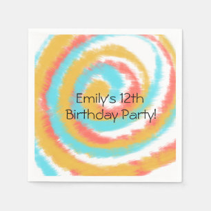 Summer Swirl Tie Dye Abstract Birthday Party Napkins