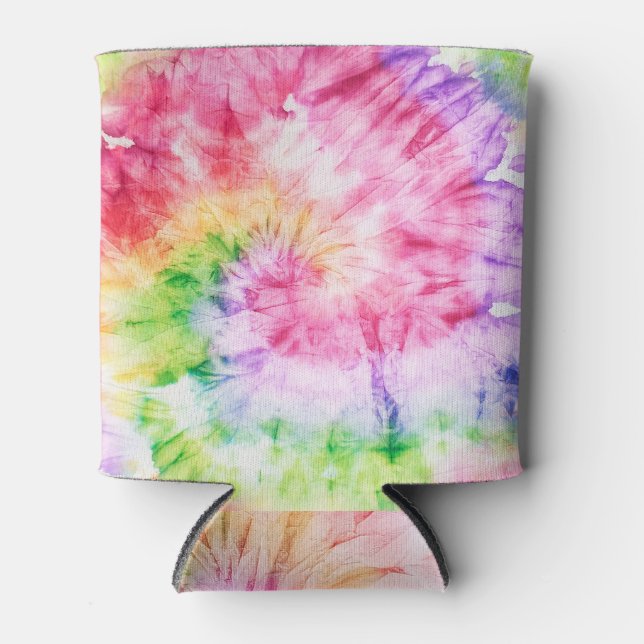 Summer Swirls: Pastel Tie-Dye Pattern Can Cooler (Front)