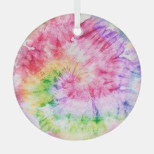 Summer Swirls: Pastel Tie-Dye Pattern Glass Ornament