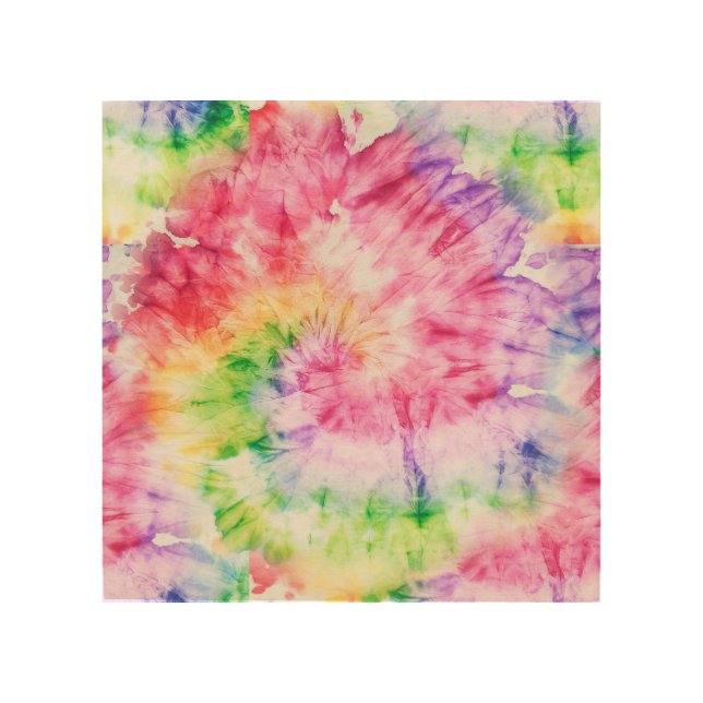 Summer Swirls: Pastel Tie-Dye Pattern Wood Wall Art (Front)